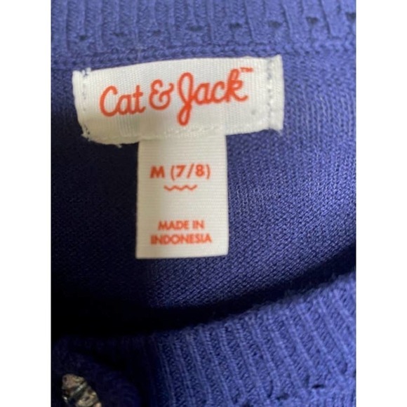 Cat & Jack Girl Navy Cardigan Sz 7/8 - Picture 4 of 4